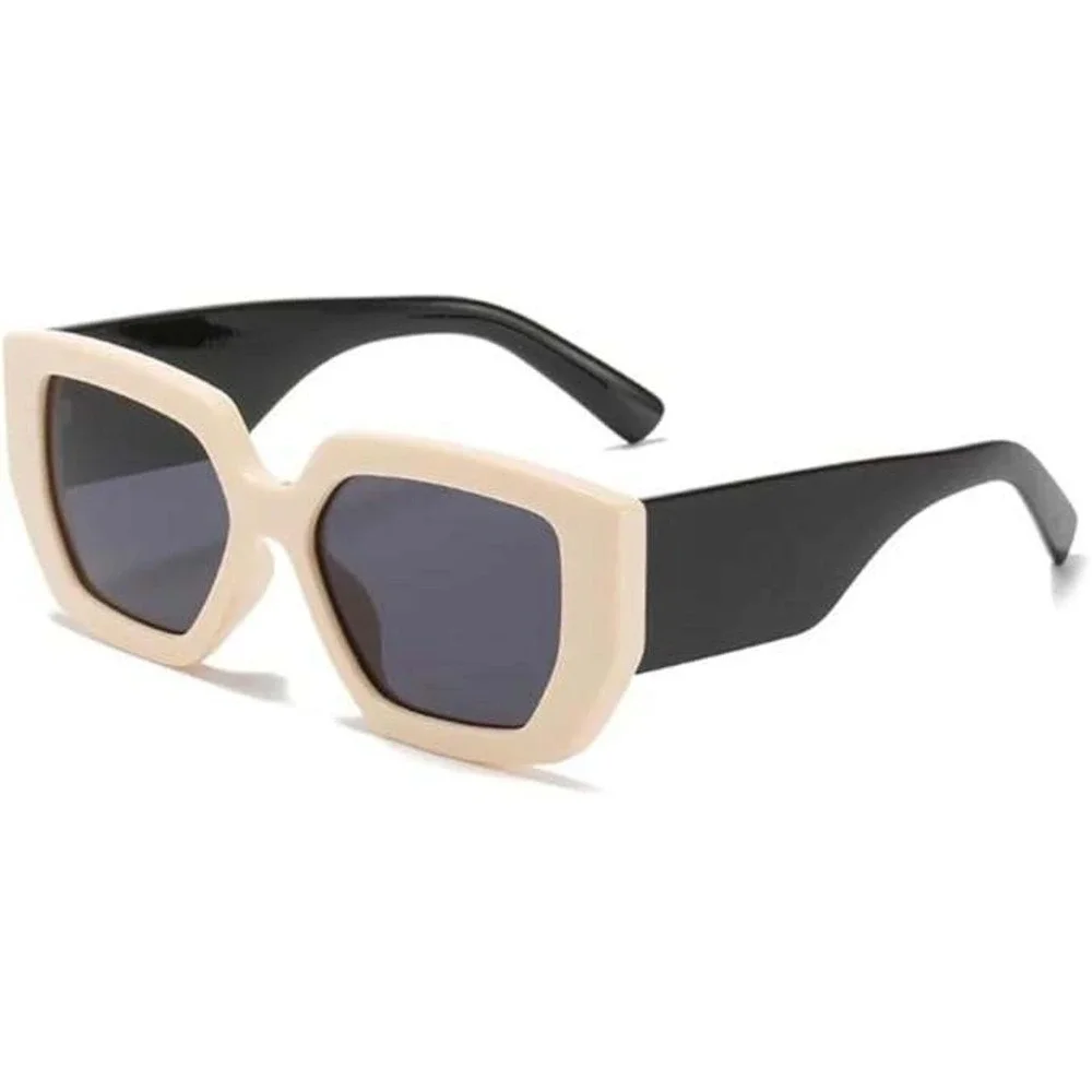 Bold‎ Square Sunglasses Cream Black Frame Mens Designer Style Oversized Men 2026